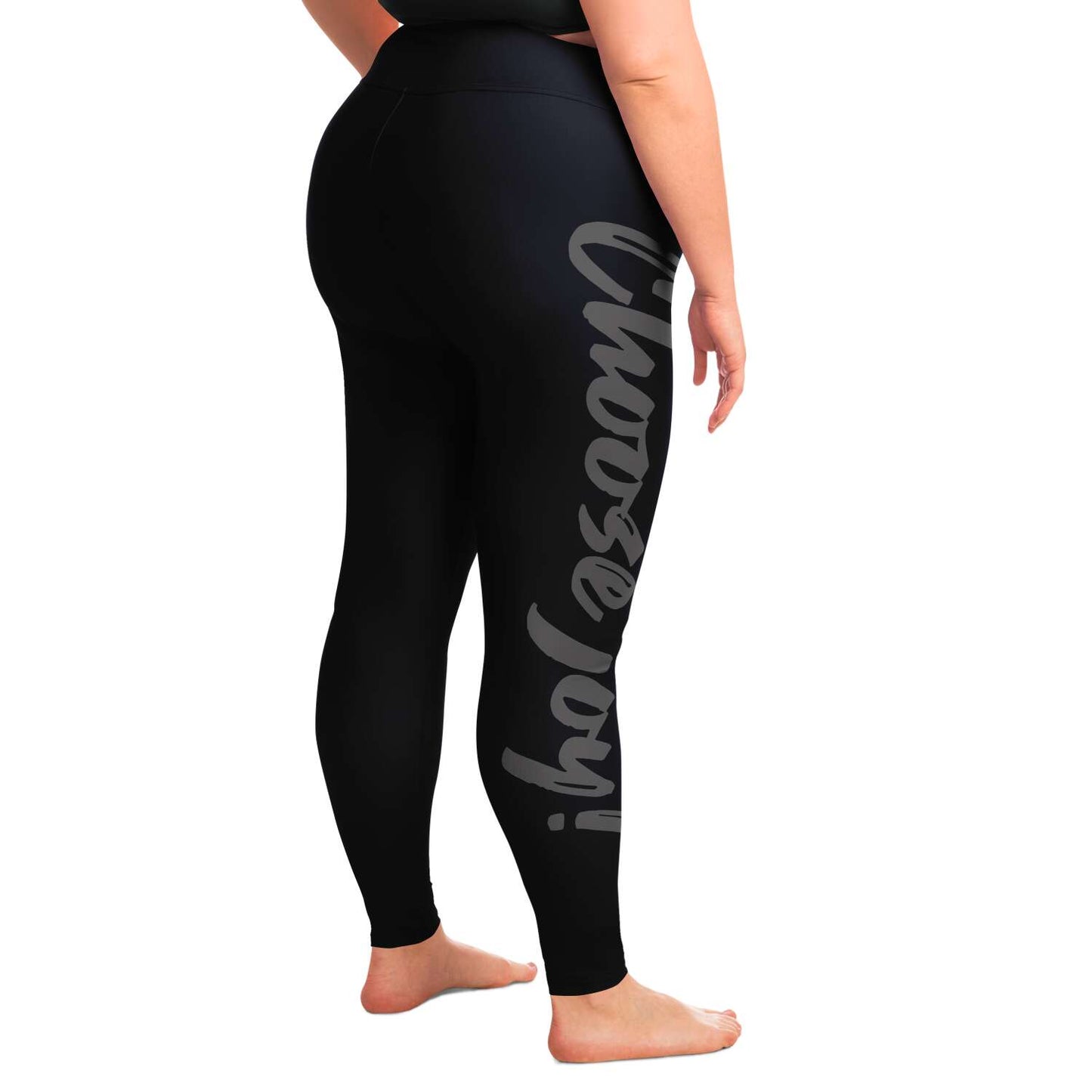 Choose joy! - Plus size yoga pants - black with charcoal