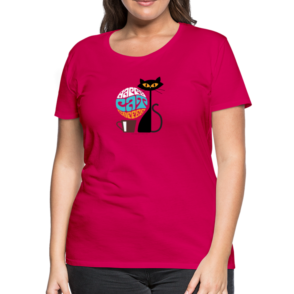 Happy Cat Coffee Women's T-Shirt - Magenta - dark pink