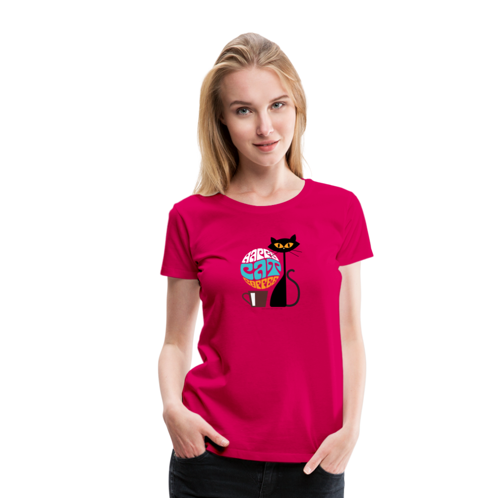 Happy Cat Coffee Women's T-Shirt - Magenta - dark pink