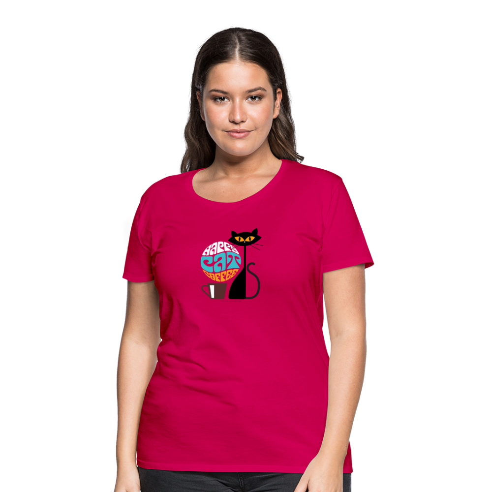 Happy Cat Coffee Women's T-Shirt - Magenta - dark pink